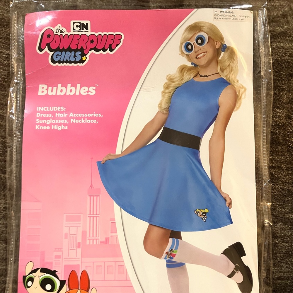 Bubbles Powerpuff Girls Costume with glasses & socks!